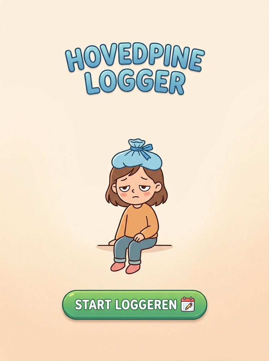 Illustration fra Hovedpine Logger med appens navn og knappen, der starter logningen